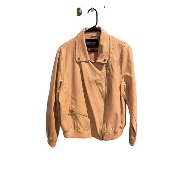 Forever 21 pink vegan leather bomber moto jacket size 2X plus - Picture 1 of 5